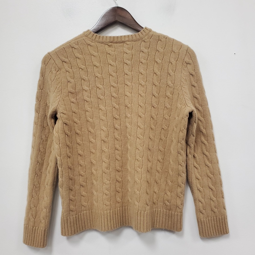 Lauren Ralph Lauren Womens Cableknit Sweater L Tan Cashmere Wool Blend Pullover - Picture 2 of 9